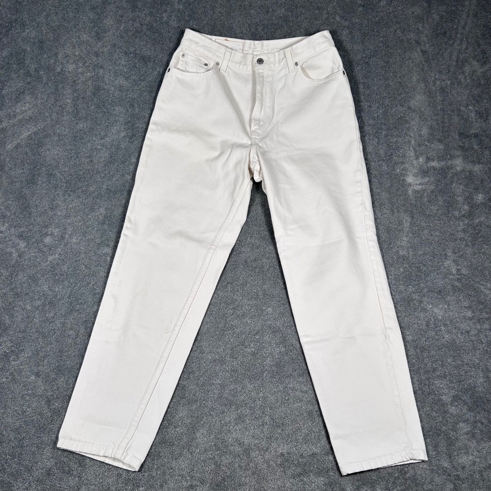 Vintage Levis 550 White Relaxed Fit Tapered Leg Jeans Made USA Womens 12 M 29x29